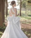 Halter Neck Wedding Dress,satin Bridal Dress ,floral Bridal Dress,luxury Wedding Dress