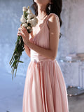 V-neck Bridesmaid Dress,Pink Prom  Dress,sexy Party Dress,Elegant Evening Dress