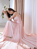 V-neck Bridesmaid Dress,Pink Prom  Dress,sexy Party Dress,Elegant Evening Dress