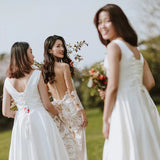 Sleeveless Bridesmaid Dress,simple Party Dress, Little White Dress,Cute Homecoming Dress