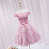 Short A-line/Princess Prom Dresses, Pink Sleeveless With Bowknot Mini Homecoming Dresses
