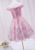 Short A-line/Princess Prom Dresses, Pink Sleeveless With Bowknot Mini Homecoming Dresses