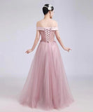 Off Shoulder Prom Dress, Pink Prom Dress, Sweet Party Dress,formal Wedding Guest Dress