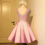 Pink Homecoming Dress, Cute Graduation Dress, Short Satin Party Dress