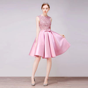 Pink Homecoming Dress, Cute Graduation Dress, Short Satin Party Dress