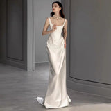 Sleeveless Bridal Dress,satin Wedding Dress,elegant Wedding Dress