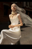 Sleeveless Bridal Dress,satin Wedding Dress,elegant Wedding Dress