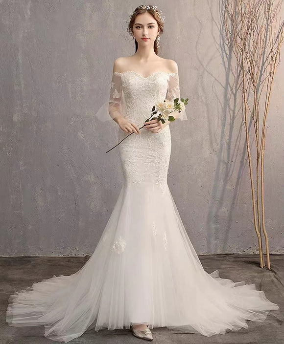 High Quality Wedding Dress, Off Shoulder Bridal Dress,mermaid Wedding Dress