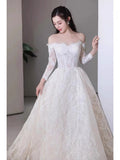Elegant wedding dress,  lace wedding dress, long-sleeve wedding dress, luxury wedding dress