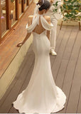 Halter  Wedding Dress, Sexy Backless Bridal Dress, Chic Mermaid Dress, Unique Wedding Dress