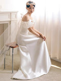 Simple bridal Dress,Off Shoulder white bridal dress, mermaid wedding Dress