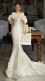 Vintage Mermaid Dress, Satin Wedding Dress, Luxury Wedding Dress