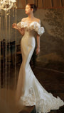 Vintage Mermaid Dress, Satin Wedding Dress, Luxury Wedding Dress