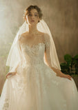 Long sleeve  Wedding Dress, Starry Train Bridal Dress,dream Wedding Dress