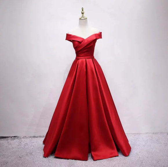 Red Prom Dresses For Teens,Gorgeous Off Shoulder Prom Dress,Long Evening Dress,Lace up Prom Dress