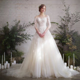 Long Sleeve Bridal Dress,chic lace Wedding Dress, Elegant Wedding Dress
