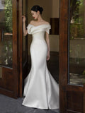 Off shoulder Wedding Dress, Simple bridal dress, Mermaid Wedding Dress
