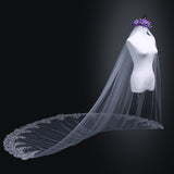 Long bridal veil, water-soluble lace bridal veil