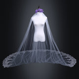 Long bridal veil, water-soluble lace bridal veil