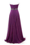 Women's beaded chiffon gown, strapless prom dress, slimming party evening gown