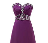 Women's beaded chiffon gown, strapless prom dress, slimming party evening gown