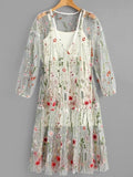 Embroidered Prom Dress,Sequinned Embellished ,Floral Mystical Mesh Dress