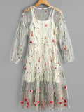 Embroidered Prom Dress,Sequinned Embellished ,Floral Mystical Mesh Dress