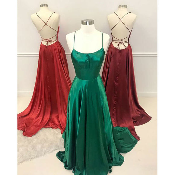 Sexy Red/Green/Burgundy maxi dress, Long Criss Cross Prom Dresses