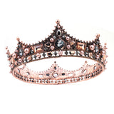 Bride tiara, retro round crown, Baroque crystal pearl alloy crown