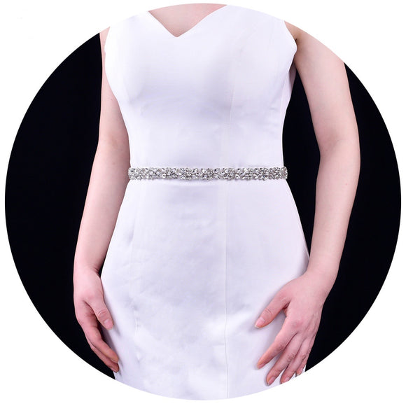 luxury rhinestone, silk ribbon bride waist seal, wedding dress runway waist ornaments