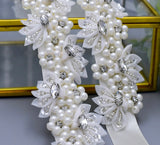Bride Belt, Flower Pearl Wedding Accessories, Handmade Belt