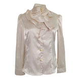 Professional OL, ladies stand collar with flounces, long sleeve base shirt