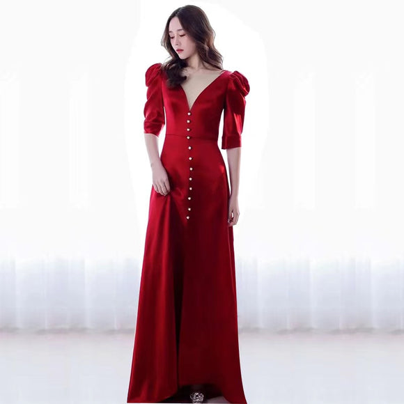 charming party dress ,red dress, sexy little tail prom dress, v-neck evening dress