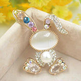 Opal pearl color diamond rabbit, women's top grade zircon brooch , suit brooch
