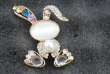 Opal pearl color diamond rabbit, women's top grade zircon brooch , suit brooch