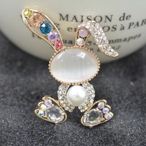 Opal pearl color diamond rabbit, women's top grade zircon brooch , suit brooch