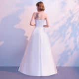 satin wedding dress, simple bridal dress,strapless prom dress