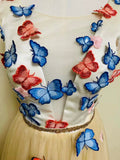 v-neck prom dress , champagne party dress,charming dress with butterfly applique