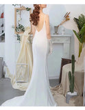 Light wedding dress ,Sexy white backless bridal wedding dress,spaghetti strap long wedding dress