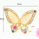 Fashionable, classic color diamond opal butterfly brooch, lovely insect brooch collar