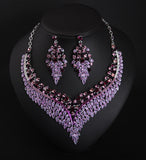 Exhilarated full diamond collarbone necklace, earring set, dress accessories