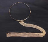 Gold long tassel collar, exaggerated necklace, clothing accessories
