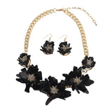 resin flower necklace, earring set, collarbone chain clothing accessories
