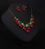Cherry necklace earrings jewelry set,  fashion lady exaggerated accessories