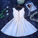 satin homecoming dress, simple bridesmaids dress,sleeveless prom dress