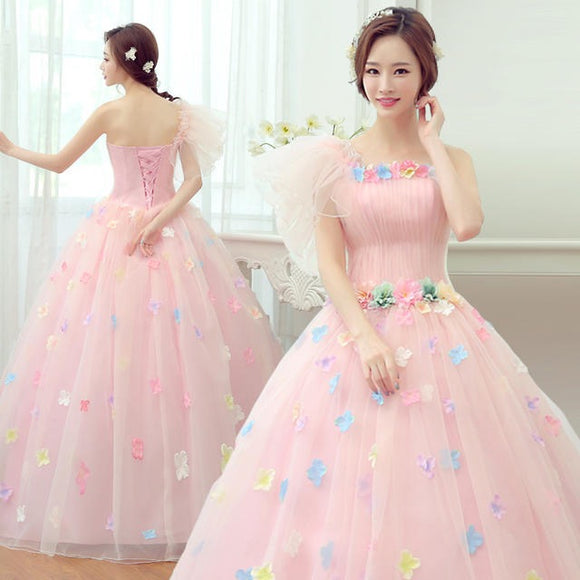 One shoulder party dress pink girl dress sweet 16 dress graduation dress