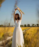 v-neck wedding dress, light bridal dress,outdoor wedding dress