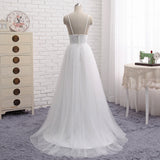 Spaghetti strap evening dress, white wedding dress, beach bridal dress