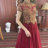 Heavily handmade, noble and luxurious wedding dress, red evening dress