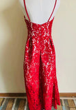 spaghetti strap prom dress,lace party dress,red daily dress